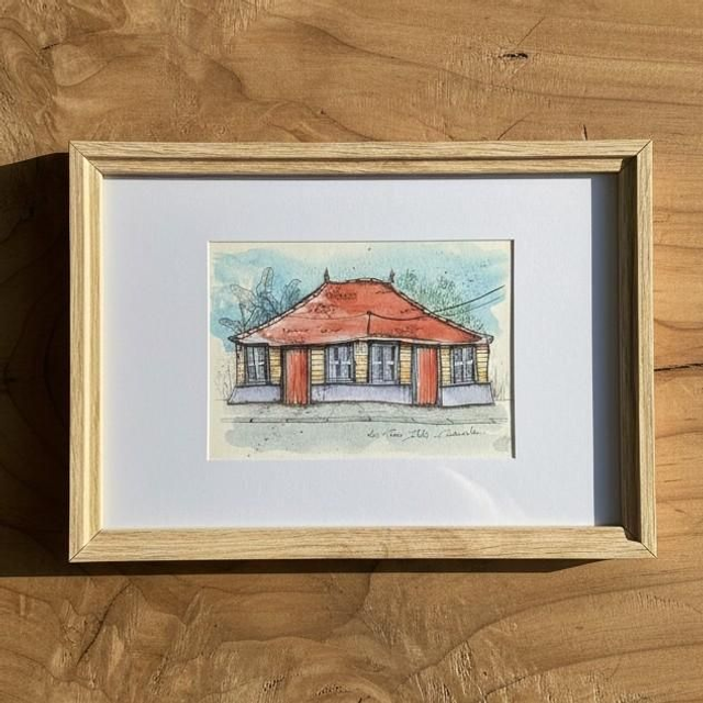 Encre et aquarelle - case créole #4.2 - Les Trois Ilets - Martinique 