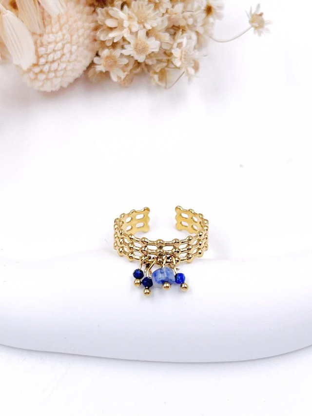 Bague ajustable bleue