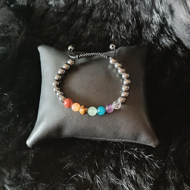 Bracelet 7 chakras Hématite 06 mm