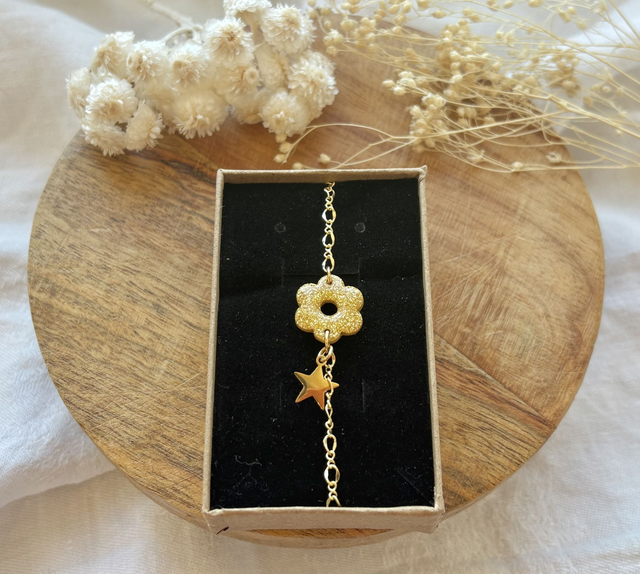 Bracelet fleur doré