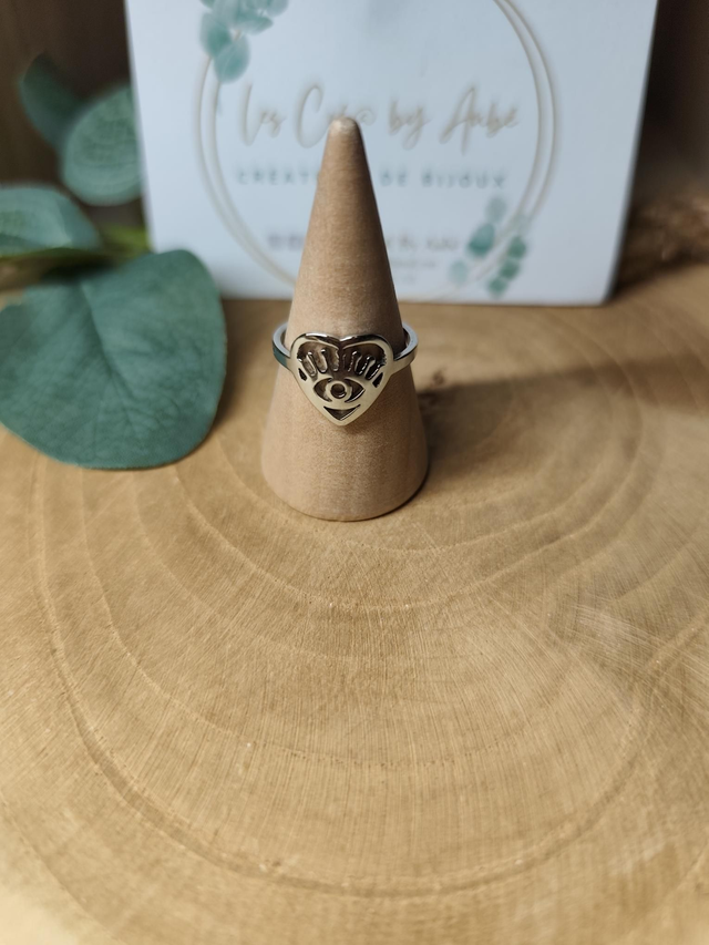 BAGUE ACIER INOXY ARG. OEIL/ AJUSTABLE 0000979