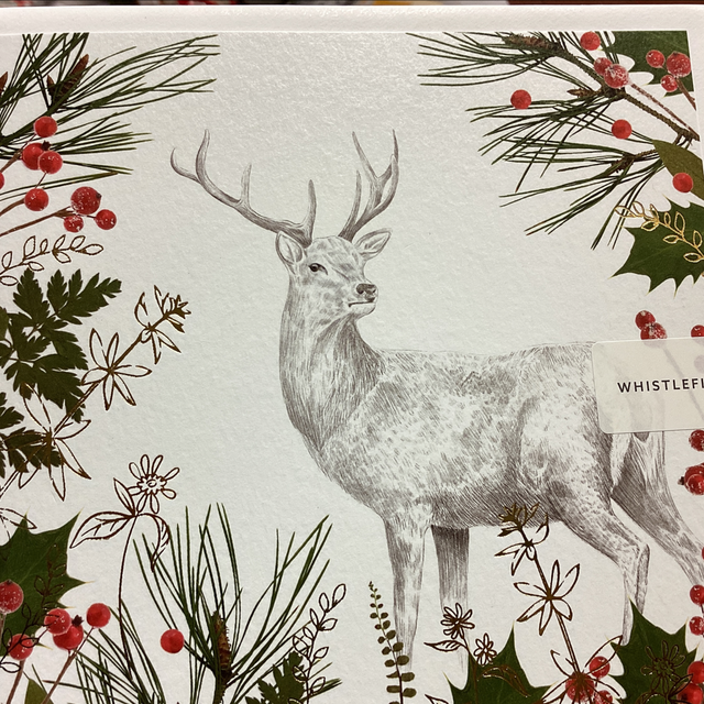 Christmas Open Whistlefish - Stag surrounded by holly. 