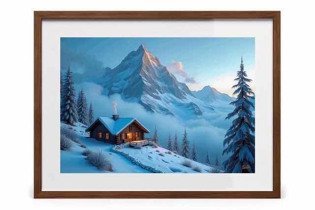 Photo encadrée Chalet Montagnard Vintage – Tirage d’art qualité musée & décoration cosy