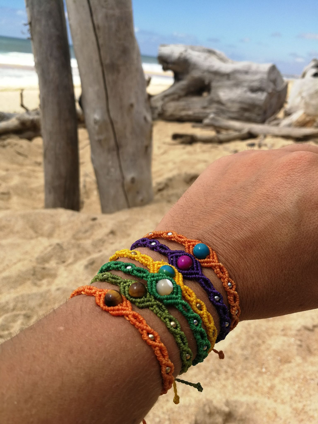 Kit débutant micro-macramé - Bracelet fin avec perles