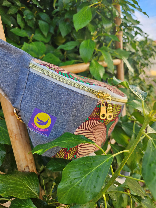 Banane Denim clair et imprimé Sintra brun vert - Taille S