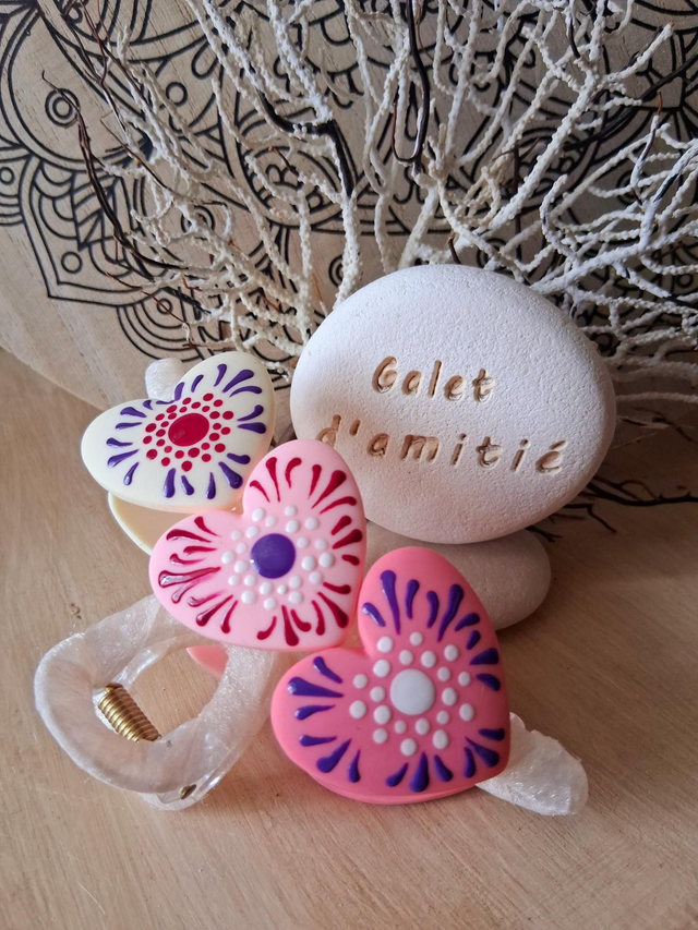 Pince à cheveux mandala coeur