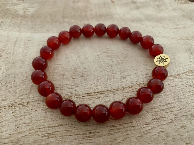 Bracelet Agate Rouge Cornaline - Perles de 8mm