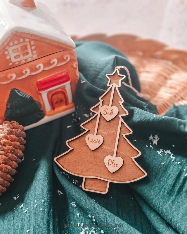 Suspension de Noël personnalisée - sapin famille 