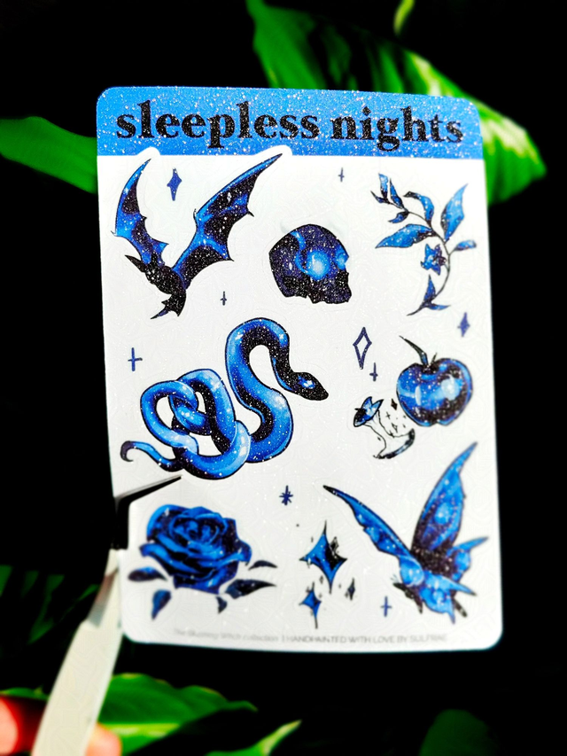 Sleepless Night Glitter Tiny Sticker Sheet