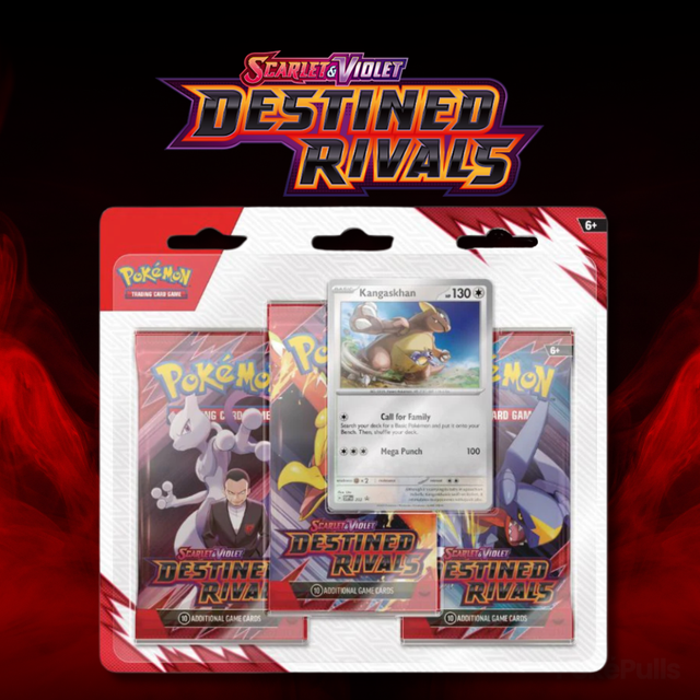 Pokémon TCG: SV10 Destined Rivals 3-Pack Blister - Kangaskhan (julkaisu 30.5.2025)