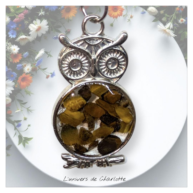 Porte-clés "Œil de tigre" hibou PC-005