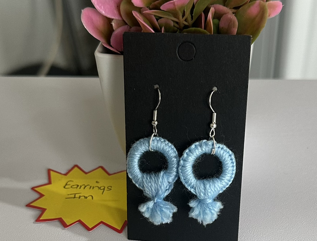 Blue Plain Knitted Dangling Earrings - PCOD25