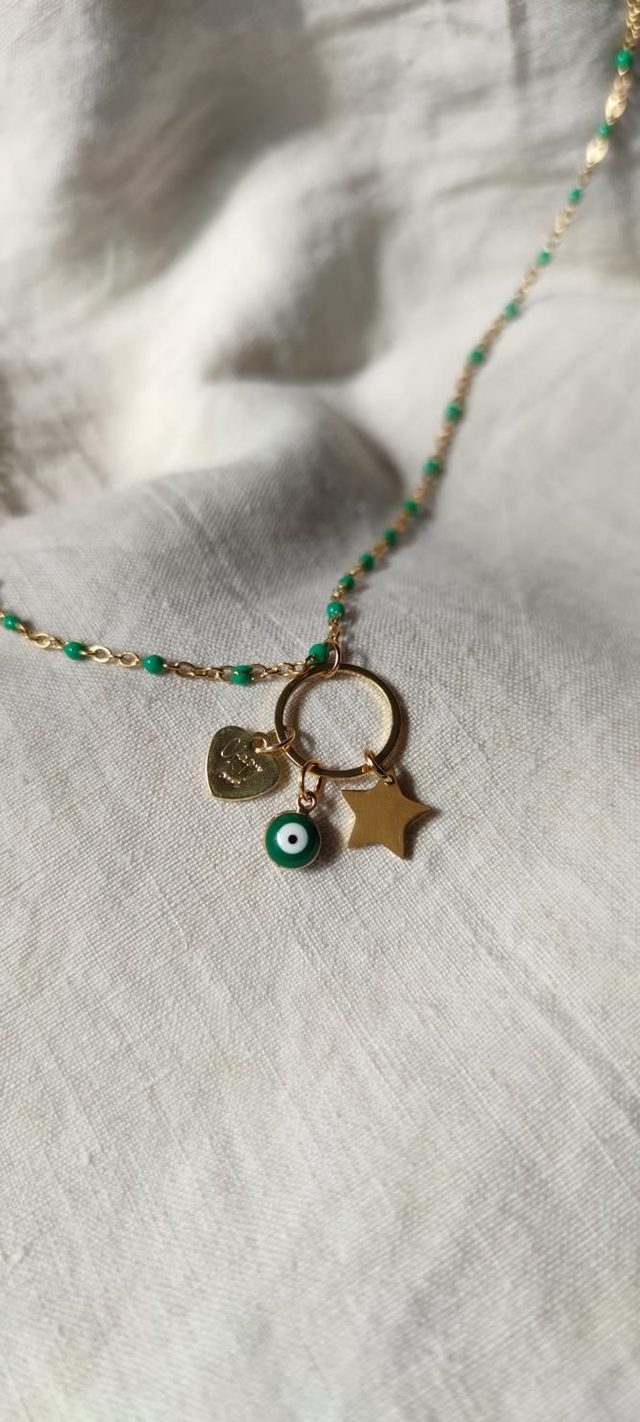 Sautoir chaîne acier Rond a breloques 