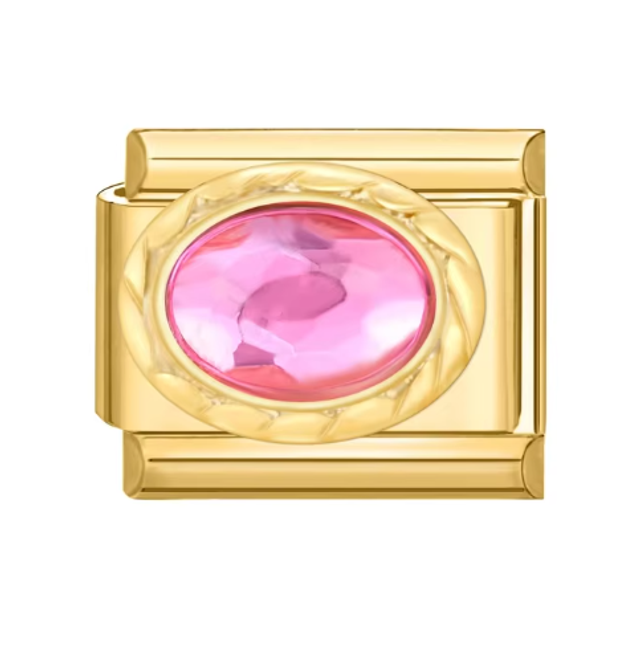 Charm Gema Rosa Dorado