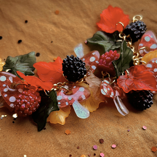Mushroom and Blackberry Woodland Bracelet