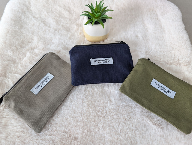 Porte monnaie fait main en tissu demi natté 