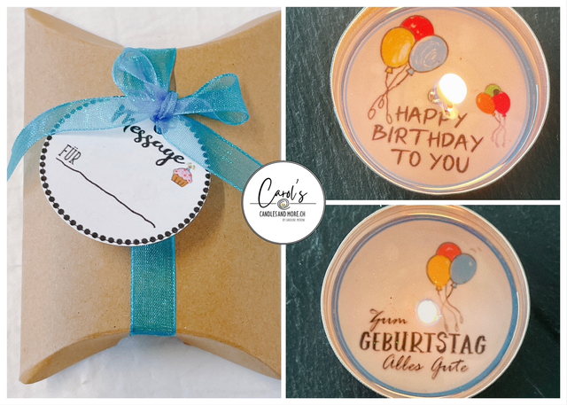 1er Teelicht - Geburtstag / Happy Birthday  (Blau)