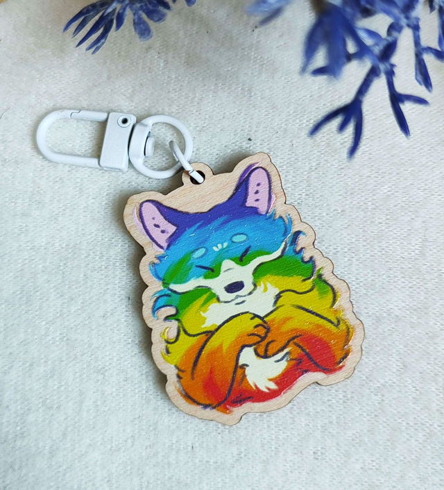 Porte-clés Corgi Arc en Ciel 