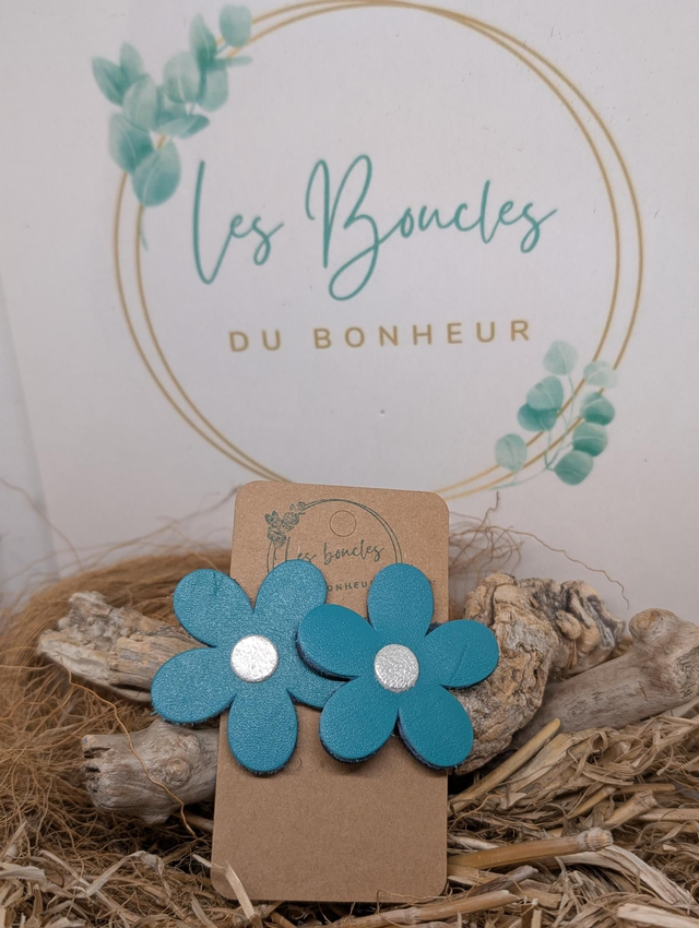 Boucles d&#039;oreilles Baby Marguerite bleu bm070