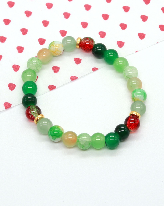 Green Shades Glass Bead Bracelet