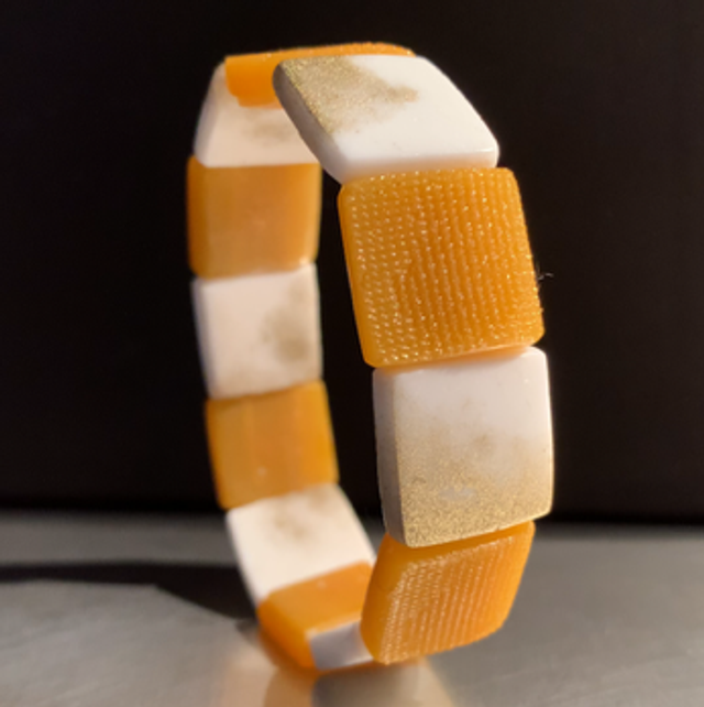 Bracelet Clarys - camel et blanc doré 