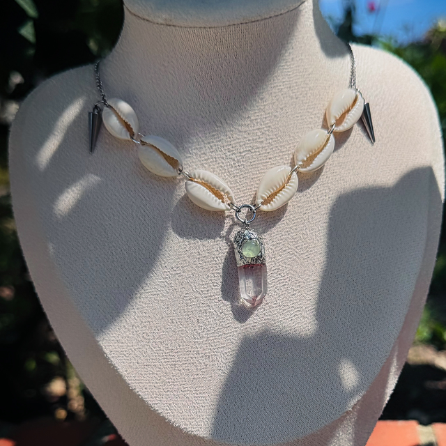 Collier ÉCUME cristal de roche et aigue marine 