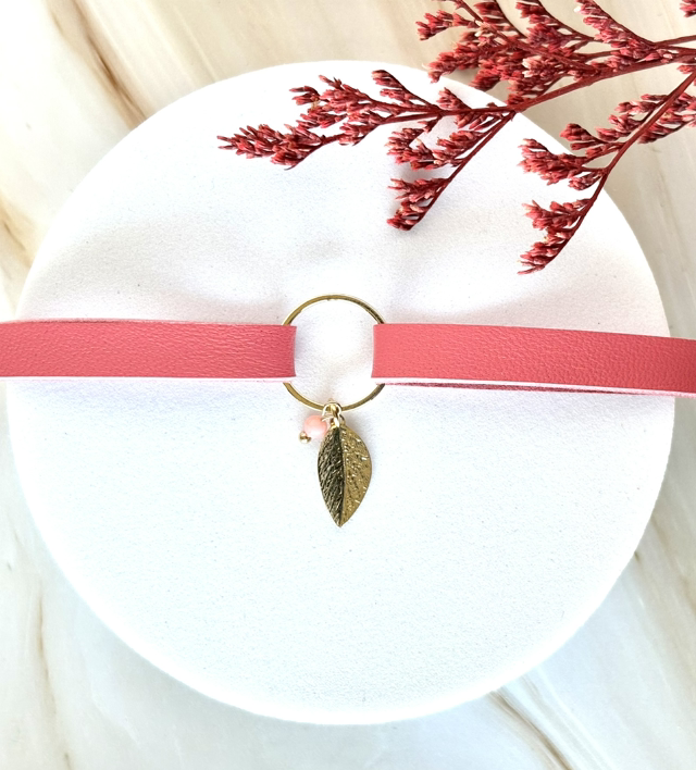 Bracelet INFINE Doré à l’Or Cuir Coral