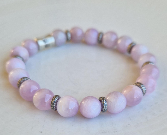 Bracelet KUNZITE + argent 8mm