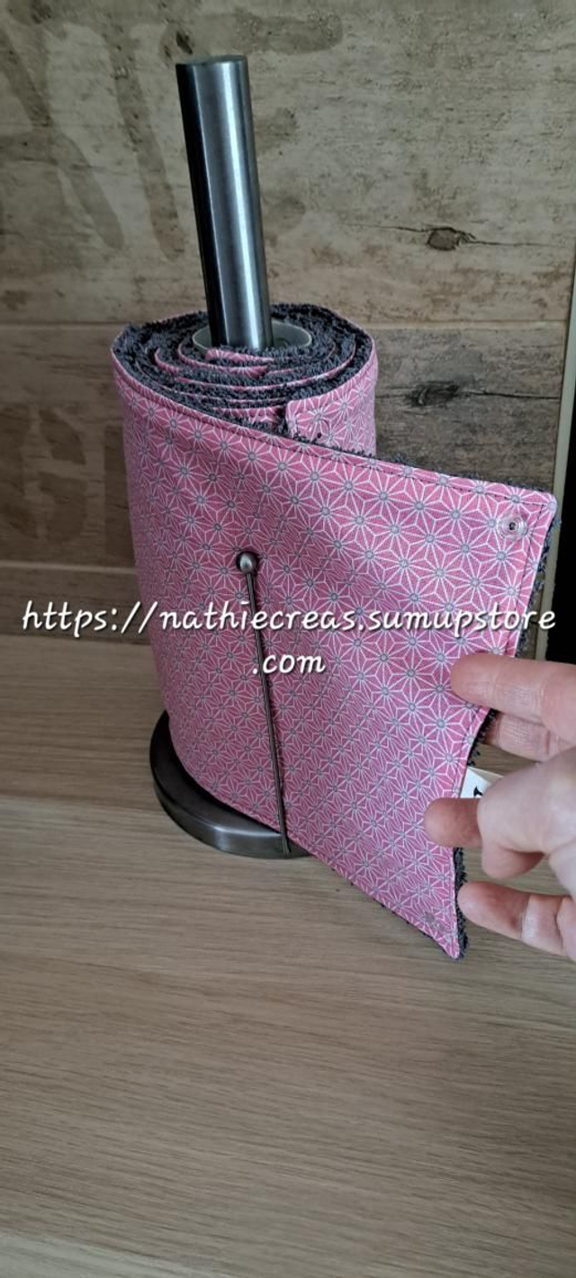 Essuie tout lavable en rouleau 8 feuilles saki rose