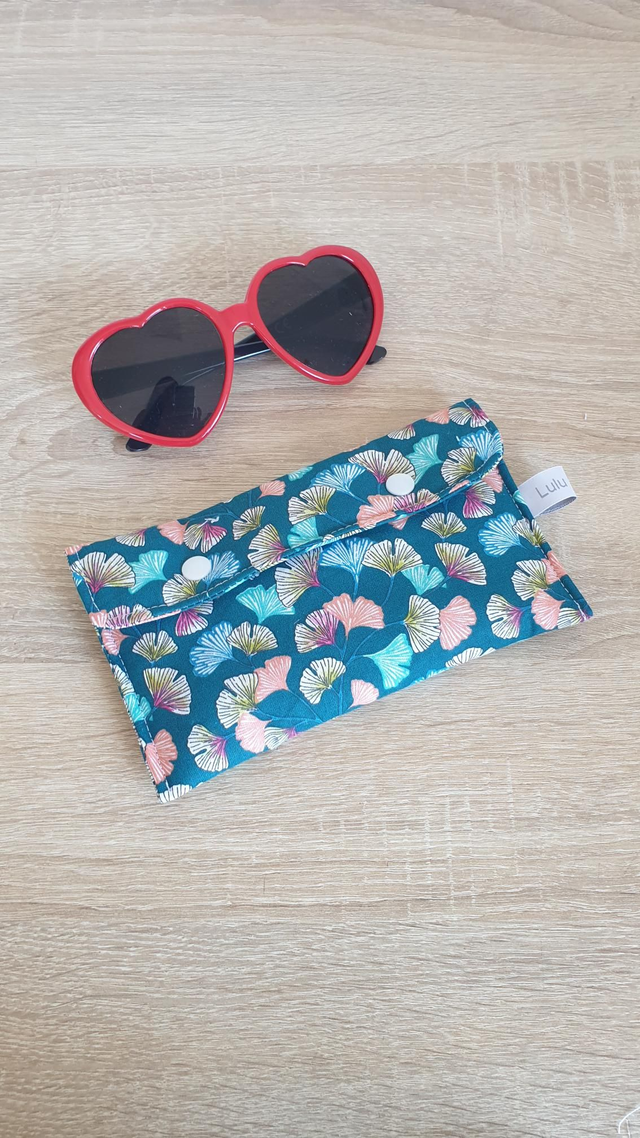 Etui à lunettes ou à téléphone ginkgo bleu