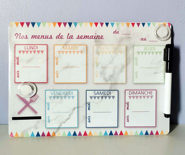 Tableau menu de la semaine