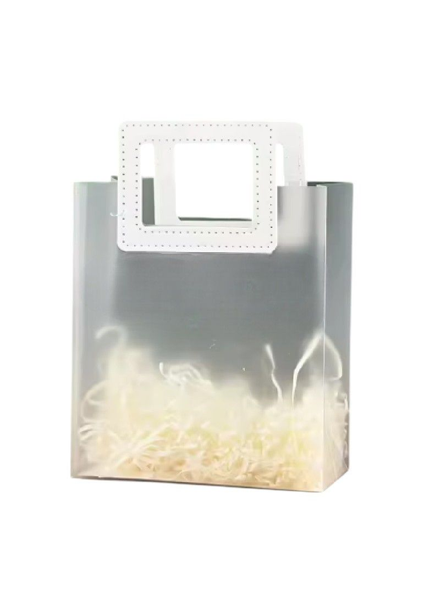 Sac cadeau blanc givré carré blanc 