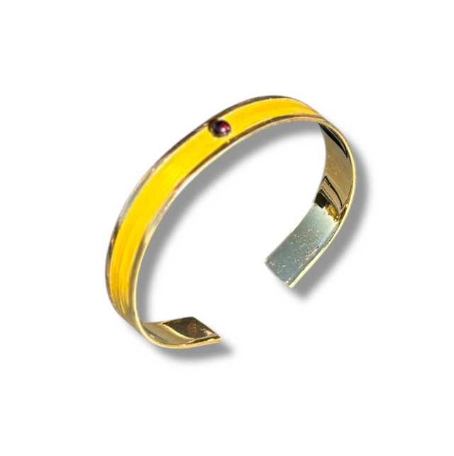 JAUNE Bracelet Marqueterie de paille et petit grenat