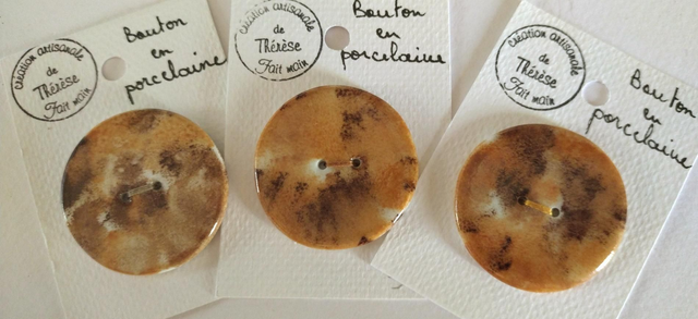 Bouton rond marbré 3,5 cm