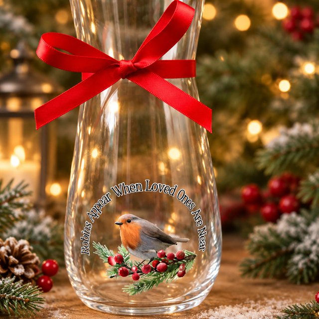 Robins Appear When Loved Ones Are Near Glass Vase