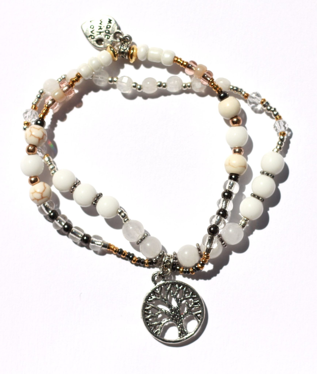 Bracelet Duo Perles d&#039;Harmonie - Paix-Arbre de Vie