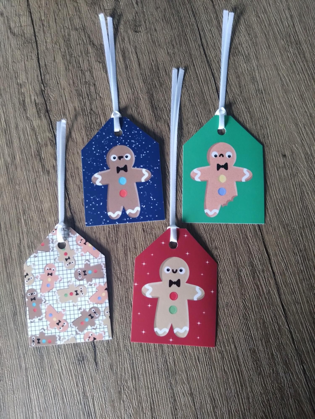 Gingerbread man gift tags set