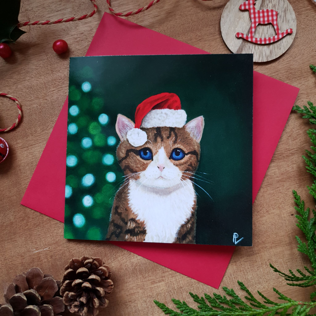 Carte Pliée  "Roméo Guette Le Père Noël"