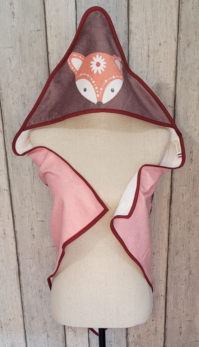 Cape de bain Renard rose