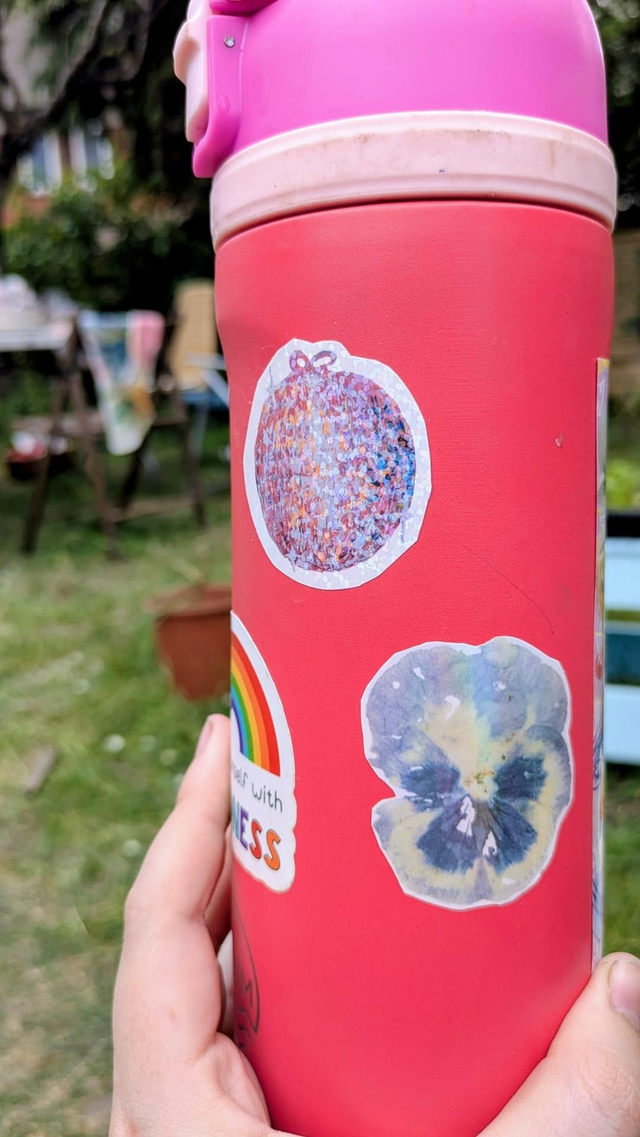 Holographic pink disco ball sticker