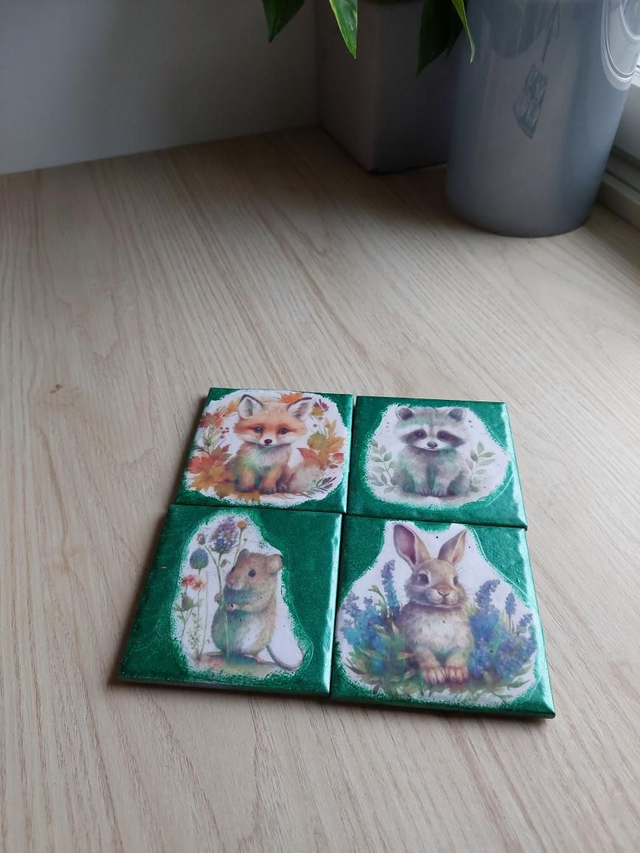 Söpöt eläimet 4kpl setti lasinalusia 