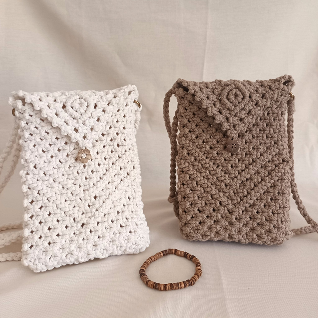 Pochette bandoulière macramé coco