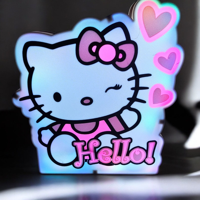 Lampe 3D Hello Kitty Cœurs LED - Une touche kawaii et lumineuse !