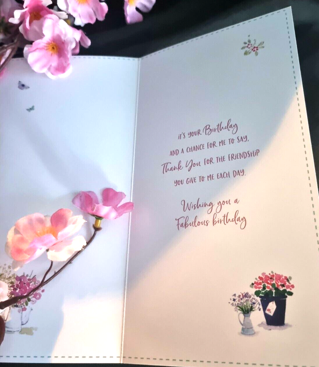 Friend Birthday Card Window With Flowers