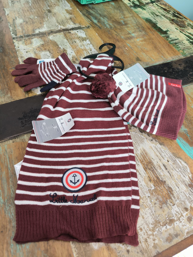 ENSEMBLE LITTLE MARCEL BONNET ÉCHARPE GANTS 3/8 ANS