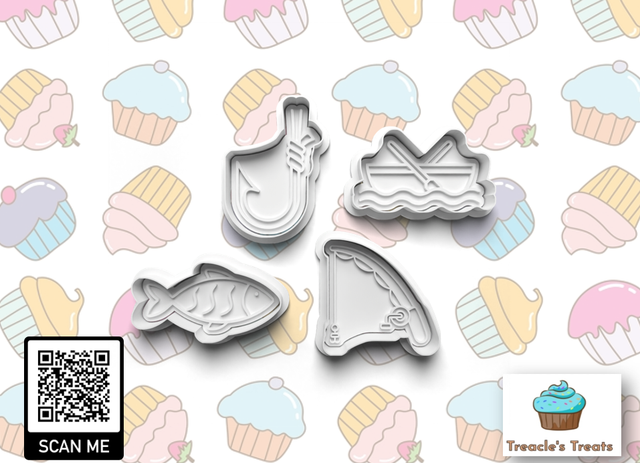 Fishing Theme Fondant/cookie stamps with cutters 