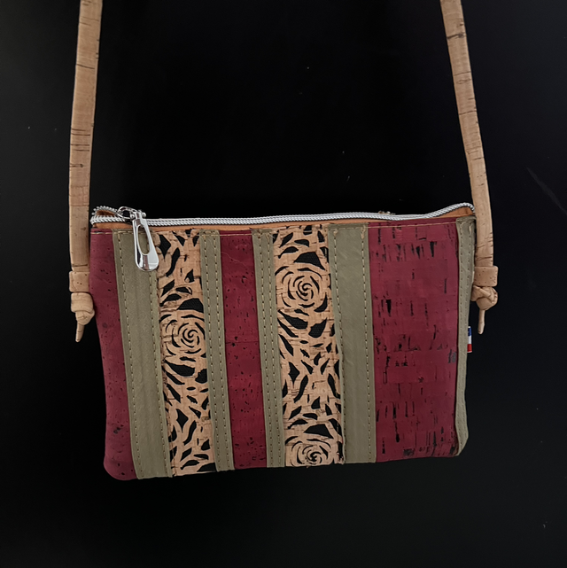 Sac pochette bandoulière patchwork rosaces