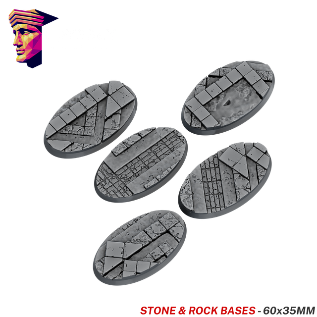 Stone &amp; Rock Scenic Bases – 60x35mm Oval x5