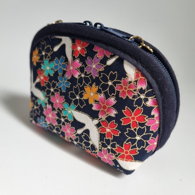 Porte-monnaie arrondi &quot;Grues&quot; bleu marine