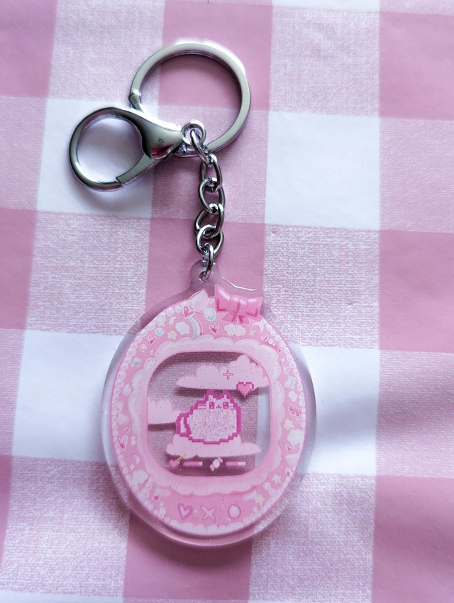 Cat Gamer Keyring - kawaii keychain, keyring charm, cute gifts, pink gifts, quirky gifts, cute keychain, gamer gifts, gifts for her